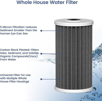 4.5"x10" 5 Micron Carbon Sediment Water Filter Replacement Cartridge Compatible with AO Smith Whole House Filtration Systems - AO-WH-PREL-RCP, 2 Pack