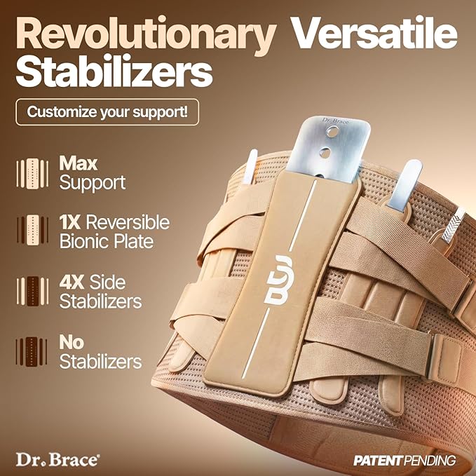 DR. BRACE® Lower Back Brace for Men & Women for Lower Back Pain Relief, Revolutionary Versatile Splints System & Removable Lumbar Pad, Adjustable & Breathable Back Support Brace (35.4-41.3″)