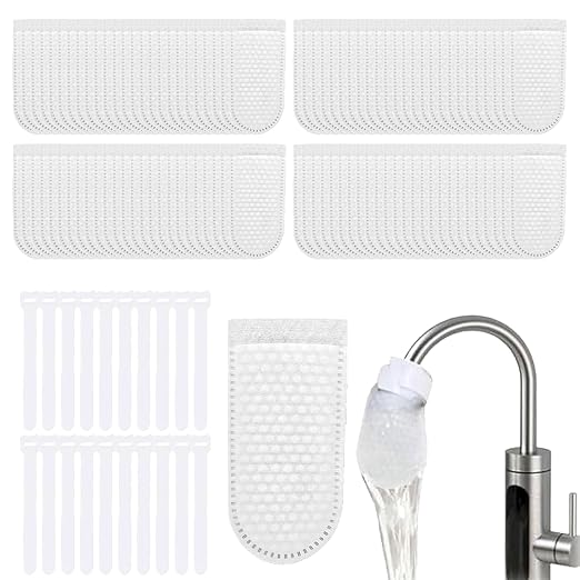 100PCS High Density Faucet Filter, Faucet Splash-Proof Cotton Bag Set, Universal Anti-Splash Water Filter with Sediment Barrier Layer, Fine Fiber Mesh, for All Types of Faucets