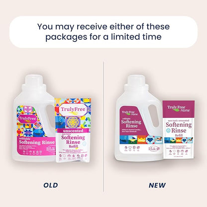 Truly Free Natural Fabric Softener | Non-Toxic for Babies & Kids Sensitive Skin | Plant-Based Laundry Softening Conditioner | Safe, Gentle & Chemical-Free | Unscented | 1 Pack with Jug