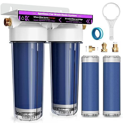 Deionized Spot Free Car Rinse Unit, Spotless Car Wash Water System,Deionized Water System for Car Wash, Suitable for Cars, RVs, Motorcycles, Yachts, and Windows, No Towel Drying, Color Changing Resin