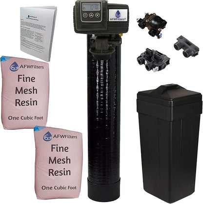 AFWFilters AFW Filters IRON Pro 2 Combination water softener iron filter Fleck 5600SXT digital metered valve for whole house (64,000 Grains, Black)