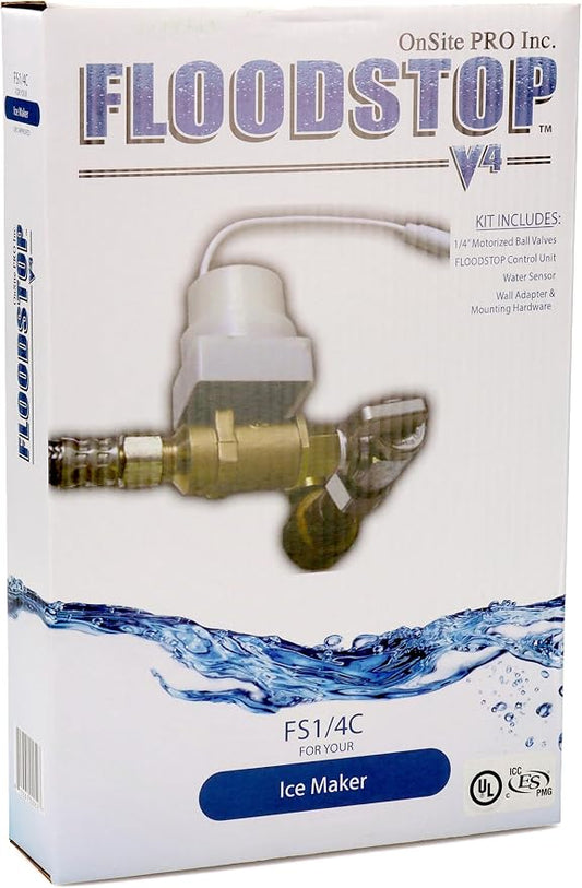 FloodStop Water Heater Leak Detector Kit with Automatic Water Shut-Off and Visual/Audible Alarms, 1/2" NPT MIP x FIP