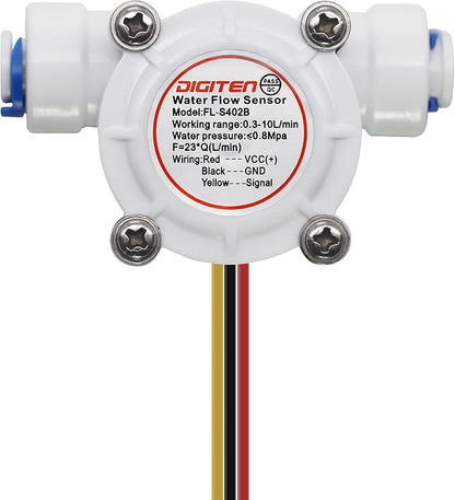 DIGITEN 1/4 Quick Connect 0.3-10L/min Water Hall Effect Flow Sensor Meter
