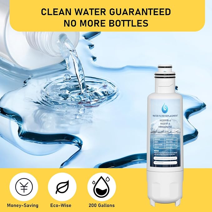 HX2019F-A HX2019FR-A Water Filter Replacement, Compatible With Hisense HRM260N6TSE, HRFD560SW, HRCD585BW, HRFD634BW, HRCD650BW, HRCD586TBWB and Mora MRM260N6TSE