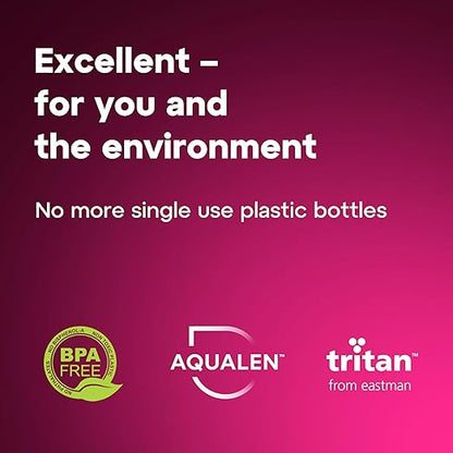 AQUAPHOR City Water Filter Bottle 500 ml | Portable Filtered Water Bottle with Integrated Water Purifier | BPA-Free | Reusable Bottle with Water Filter for Camping, Travel & Outdoor Use | Pink
