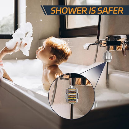 Shower Filter, EMBATHER 20 Stage Shower Head Filter for Hard Water Remove Chlorine/Fluoride/Heavy Metals,High Output Shower Softener Filter for Hair, 1 Cartridge –Polished Chrome