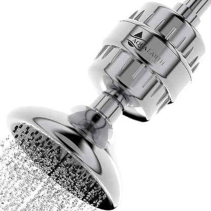 Aqua Earth Shower Filter for Hard Water Remove Chlorine Fluoride Heavy Metals Vitamin C for Healthier Skin, Hair and Nails. 20 Filtration Stages