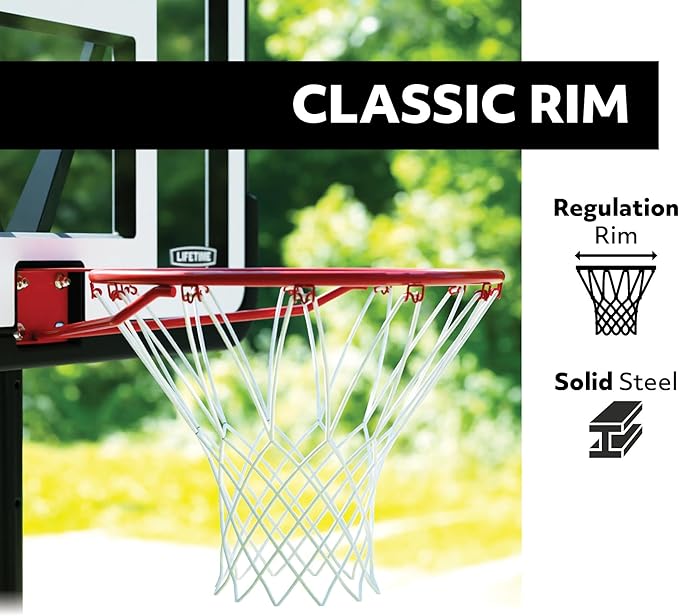 Lifetime Portable Basketball Hoop, Adjustable Height 7.5-10 Ft, 44 Inch Shatterproof Fusion Backboard, Base with Wheels