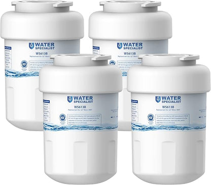 Waterspecialist WS613B Replacement for GE® MWF®, SmartWater® MWFP, MWFA, GWF, HDX FMG-1, WFC1201, GSE25GSHECSS, RWF1060 Refrigerator Water Filter4 Filters