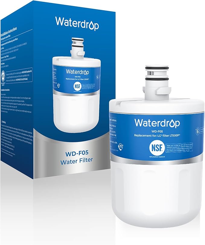 Waterdrop 5231JA2002A Refrigerator Water Filter, Replacement for LG® LT500P®, GEN11042FR-08, ADQ72910911, ADQ72910901, Kenmore 9890, 46-9890, LFX25974ST (Package May Vary)