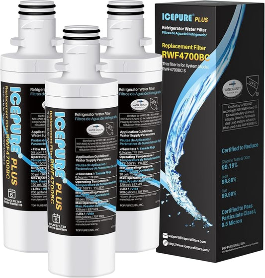 ICEPURE PLUS ADQ747935 NSF/ANSI 53 Certified Replacement for LG LT1000P, Kenmore Elite 9980 LT1000PC ADQ74793501 LT1000 MDJ64844601 RWF4700AC LFXS26973S Refrigerator Water Filter, 3PACK