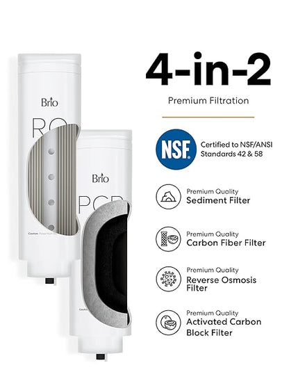 Brio Reverse Osmosis Water Filtration System, 500 GPD, 2:1 Pure to Drain, Tank-Less, Under Sink Faucet Mount