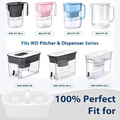 Water Filter Replacement for All Water-drop Pitcher Filtration System, Fit for Water-drop, WD-PF-01A Plus, Reduces PFAS, PFOA/PFOS, Chlorine, 3 Months or 250+ Gallons (Pack of 3)
