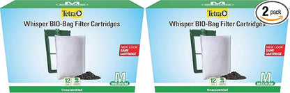 Tetra Whisper Bio-Bag Medium Filter Cartridges for Aquariums, 12 Count, Unassembled, Fits Tetra Whisper Fish Tank Filters 5-10 Gal, PF-10, IQ 10 (Pack of 2)