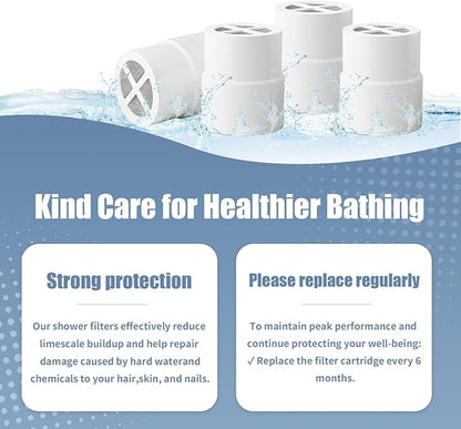 4-Pack Replacement Filter for JOLIE Shower Head, Compatible with JOLIE Shower Filter Cartridge, Reduces Chlorine, Heavy Metals & Impurities, Softens Skin & Hair