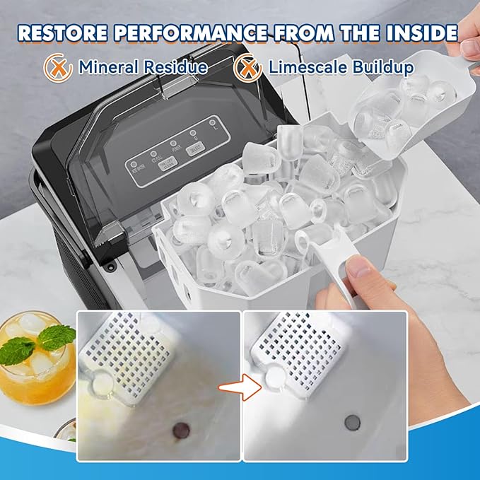 Ice Machine Cleaner, 36 Pack Ice Maker Cleaner for Crystal Clear Ice, Ice Machine Descaler Tablet for Most Countertop, Remove Hard Water and Mineral Buildup (36.01Count (Pack of 1))