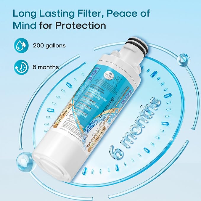 ICEPURE Alkaline LT1000PC Refrigerator Water Filter and Air Filter Replacement for LG LT1000P/PC/PCS, Kenmore 9980, ADQ74793501 ADQ74793502 ADQ747935 MDJ64844601 LMXS28626S LT1000, Enhances PH, 2Combo