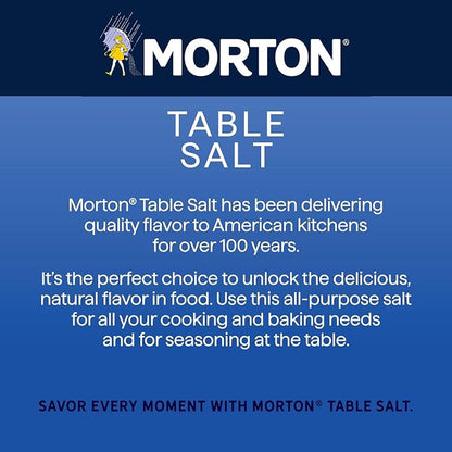 Morton Plain Salt, (26 oz), 2-Pack - All-Purpose, Non-Iodized Salt, Perfect for Cooking & Table Use
