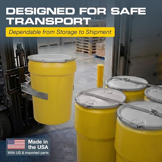 Eagle Plastic Drum, 30 Gallon Drum, DOT Compliant, Made in USA, Yellow | High-Density-Polyethylene Construction, Open Head Lab Pack Drum, Metal Lever-Lock Lid, Hazardous Material Storage, Transport