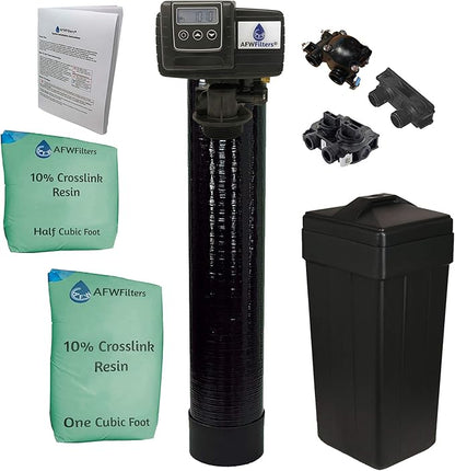 AFWFilters Fleck 5600SXT UPGRADED HIGH capacity 10% resin (48,000, Black - 3/4" Bypass)