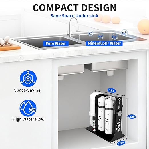 WINGSOL Dual Mode Integrated Reverse Osmosis Water Filter, NSF/ANSI 42&53&58, 10-Stage Under Sink RO Filtration System for 0 TDS Water & pH+ Alkaline Remineralization Water, No Electricity Needed