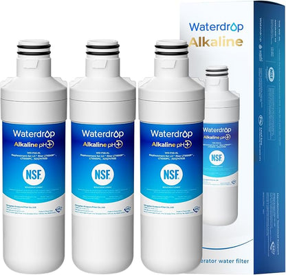Waterdrop Alkaline LT1000PC ADQ747935 Refrigerator Water Filter, 3 Pack | Replacement for LG® LT1000P®/PC/PCS, LFXS26973S, LMXS28626S, LMWS27626S, LFXS28596S, ADQ74793501, ADQ74793502 and LT120F®