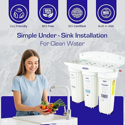 Crystal Quest Fluoride Under Sink Water Filter System | High Capacity | Reduces Fluoride, Chlorine, Chloramine, PFAS, and More