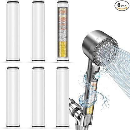 6 Pack Shower Filter Compatible with FEELSO Shower Head Filter Replacement,15 Stage Filter Replacement Cartridge,Remove Chlorine and Harmful Substances，Reduces Dry Itchy Skin and Hair