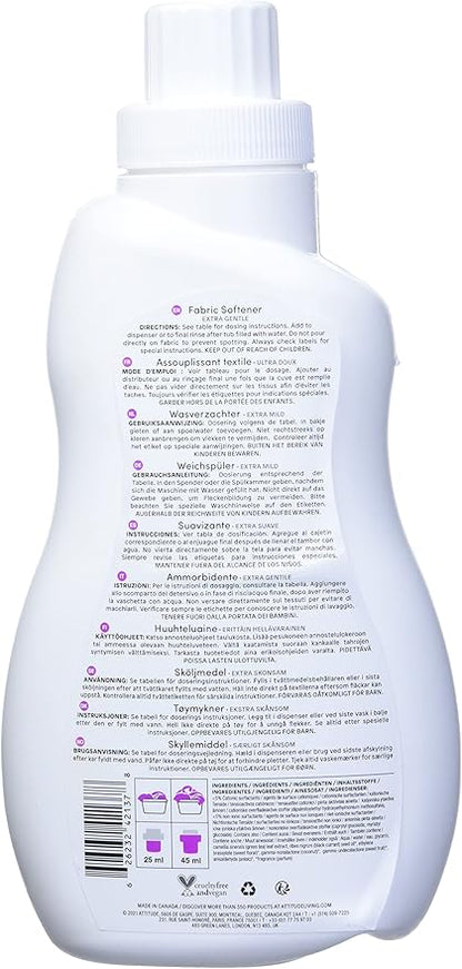 ATTITUDE Baby Fabric Softener, Hypoallergenic, Non-toxic, ECOLOGO Certified, Fluid Ounce, 40 Loads 33.8 Fl Oz Sweet Lullaby (42137) (Pack of 2)