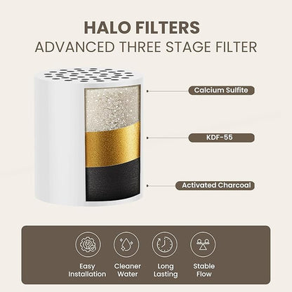 Filtered Shower Head - High Pressure Showerhead Filter for Hard Water, Enhances Hair & Skin Health, Minimizes Hair Loss, Preserves Color-Treated Hair, Water Softener (3 Stage Filter)