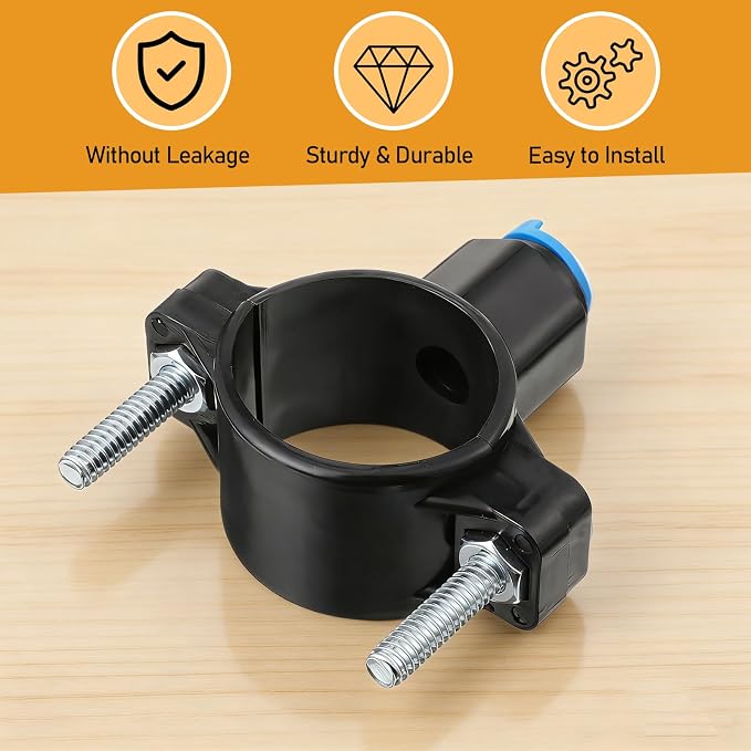 1 Pack 3/8" Drain Saddle Valve, Quick Connect Drain Saddle Clamp Plastic Water Filters Valve Clamp Hose Pipe Adapter for Reverse Osmosis System