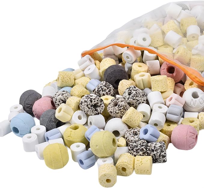 bio Balls for Aquarium Filter Media Crushed Coral for Freshwater Aquarium Ceramic Rings for Fish Tank Filter Media Biological 12 in 1 Accessories (1.1, Pounds)