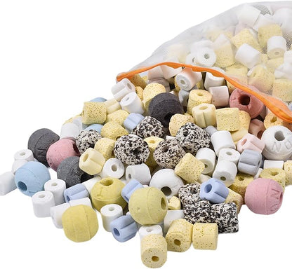 bio Balls for Aquarium Filter Media Crushed Coral for Freshwater Aquarium Ceramic Rings for Fish Tank Filter Media Biological 12 in 1 Accessories (1.1, Pounds)