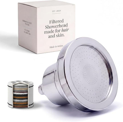 Filtered Shower Head for Hair & Skin – 15-Stage Filter Reduces Chlorine, Heavy Metals & Hard Water – High Pressure Showerhead – Water Softener for Hard Water For Dry Skin, Hair & Sensitive Scalp