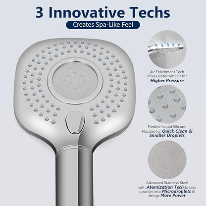 Filtered Shower Head with Handheld - High Pressure 3-Mode Detachable Showerhead with KDF-55 Water Softener Filter for Hard Water, Removes Chlorine, Stainless Steel Hose & Adjustable Bracket | High Pressure, Upgraded KDF Filter Water Softener, Shower Ho...