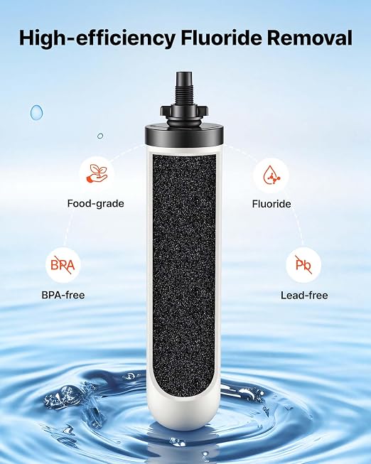 VEVOR Gravity-fed Water Filter System, 3G 304 Stainless-Steel Countertop Water Filtration System, Reduces Lead and up to 99% of Chlorine, with 2 Ceramic Carbon Filters, and Spigot, for Home Camping RV