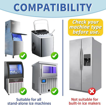 Ice Machine Cleaner Maker and Descaler - 100 Ice Maker Cleaner Tablets Compatible with All Major Brands, Nickel Safe Descaler Countertop Portable Commercial Icemaker Cleaning Solution