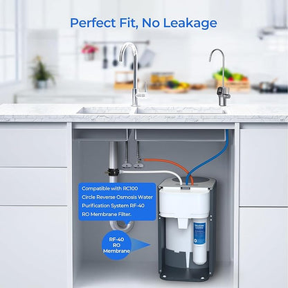 RF-40 RO Membrane Replacement Filter - Compatible with Brondell Circle RC100 Under Sink Reverse Osmosis Filtration Systems (1 Pack, Blue)