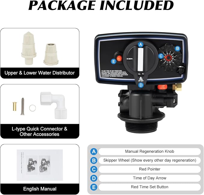 110V Timer Valve Water Softener Valve 12-Day Time Clock Control Valve for Filter Softener Resin Tank, 5600 Timer Replacement Softener Valve