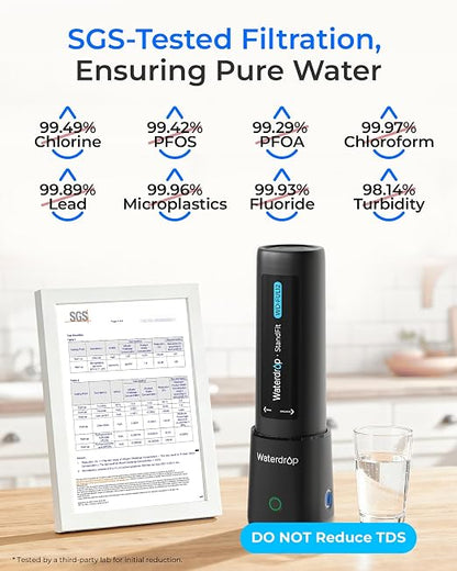 Waterdrop UL12A Under Sink Water Filter, Upgraded for 10UA, Time Reminder | No Drill Required for Renters, Easy Installation, Reduces Chlorine, Bad Taste & Odor, NSF/ANSI 42 Certified (Filter: FUL12)