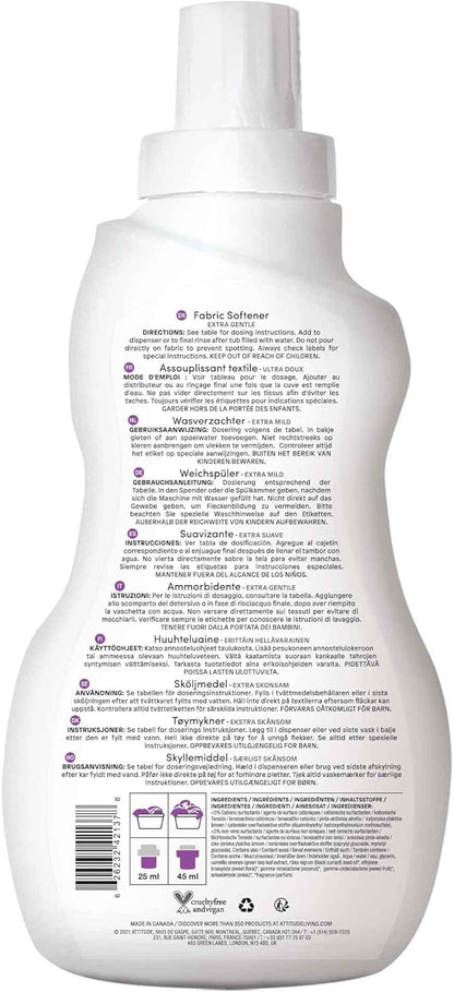 ATTITUDE Baby Fabric Softener, Hypoallergenic, Non-toxic, ECOLOGO Certified, Fluid Ounce, 40 Loads 33.8 Fl Oz Sweet Lullaby (42137) (Pack of 2)