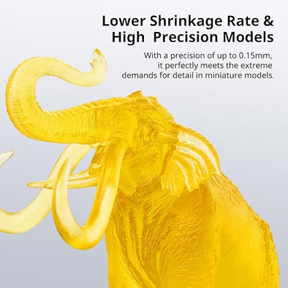 ANYCUBIC Water Washable 3D Printer Resin 2.0, 405nm High Precision 3D Resin, Low Shrinkage Photopolymer Resin for 4K/8K/12K Capable LCD DLP Resin 3D Printer (Clear Yellow, 1000g)