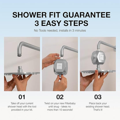 Filterbaby Diamond Shower Filter, IAPMO Certified to NSF177 Standard,Expert Developed Filter for Skin&Hair,Lab Tested to Reduce up to 99%Chlorine,Chloramine&Impurities,Eco Friendly Long Lasting,Chrome