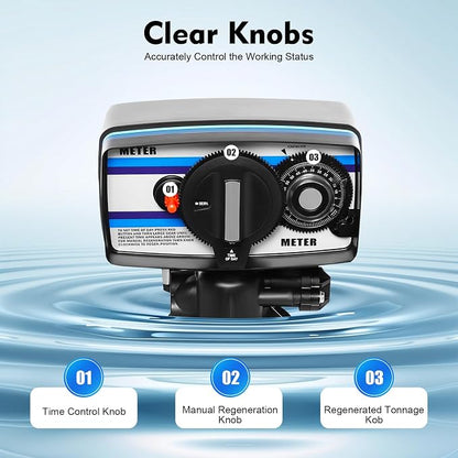 Whole House Water Softener Valve, 5600SM Flow Type Digital Control Valve for Water Softeners, 110V Automatic Operating Digital Timer Filter Control Head Valve Water Filter Softeners Resin