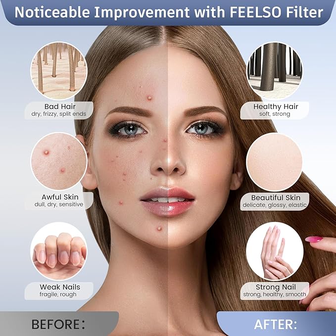 FEELSO 2 Pack Multi-Stage Shower Filter Replacement Cartridge, Water Softener Filters for Hard Water Remove Chlorine and Harmful Substances