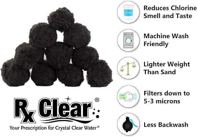 Rx Clear Black Luster Filter Media for Swimming Pool Sand Filters | Alternative to Sand and Filter Glass | Specialty Technology Helps Keep Pools Clean | Lasts for Several Seasons | Individual Pack