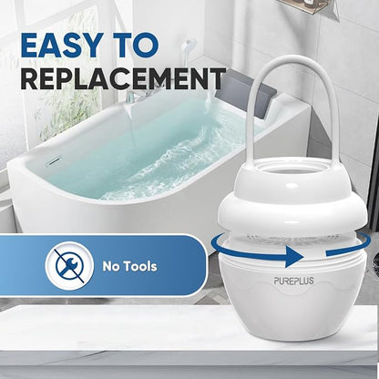 PUREPLUS Bathtub Bath Water Filter Replacement Cartridge, 11 Stages 2500 Gallons Filtration, Reduces Chlorine & Heavy Metals, Replacement for Standard Bathtub Bath Water Filter, 2PACK