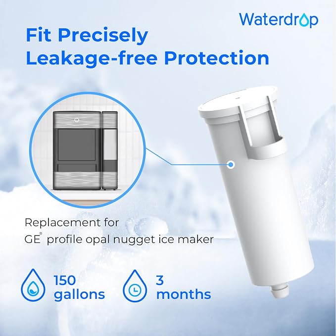 Waterdrop C33 Ice Maker Filter, Compatible with GE® Opal Ice Maker, 3 Pack | Replacement for GE® Profile Opal Nugget Ice Maker Filter, P4INKFILTR, with Ring Pull, NSF 42&372 Certified, 3 Pack
