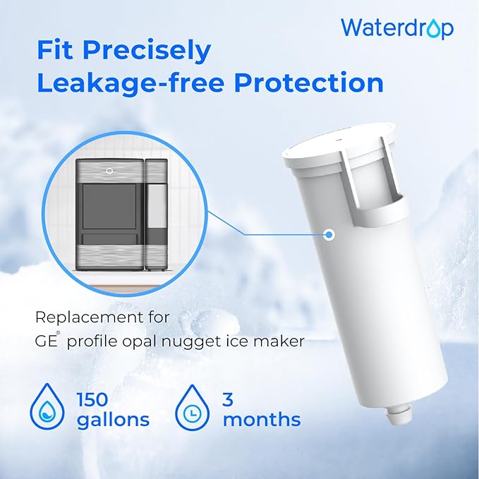 Waterdrop C33 Ice Maker Water Filter, Replacement for GE® Profile Opal Nugget Ice Maker Filter, P4INKFILTR, with Ring Pull, NSF 42&372 Certified, 3 Pack